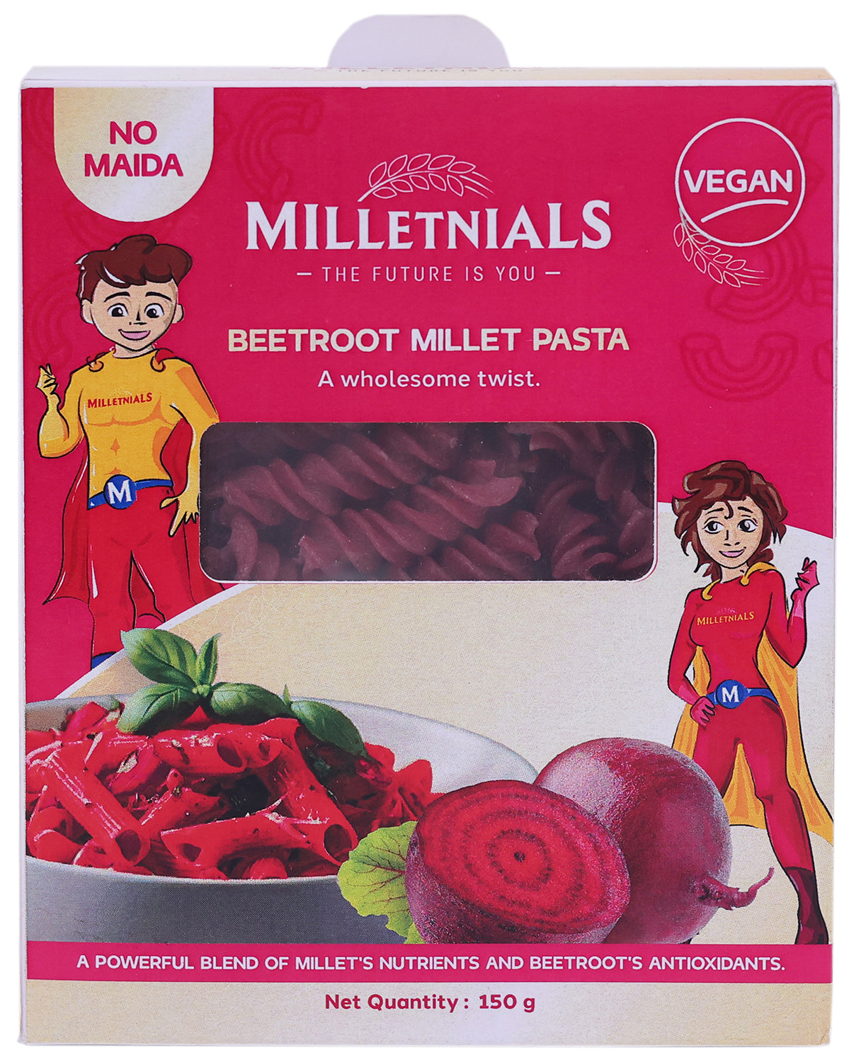 Beetroot Millet Pasta