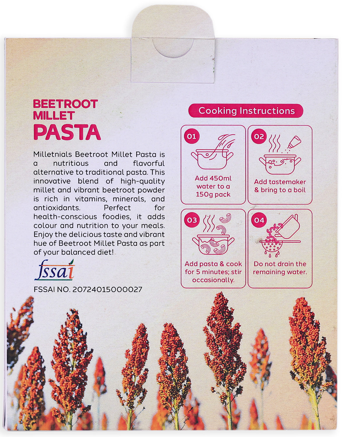 Beetroot Millet Pasta
